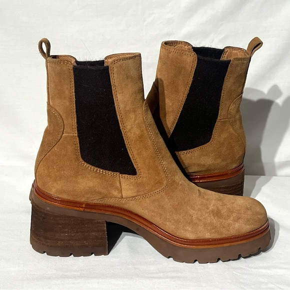 Sofft Jordie Chelsea Ankle Boots Camel Suede Waterproof Lug Sole - Picture 6 of 13